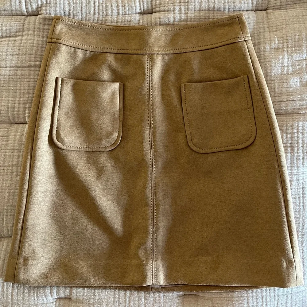Like-New LOFT Faux Suede Pocket Shift Skirt - Picture 2 of 8